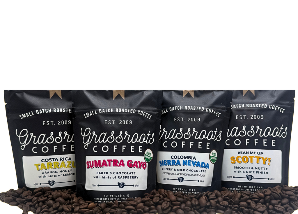 4-pack Sampler Pack | Grassroots Small Batch Roasted Coffee